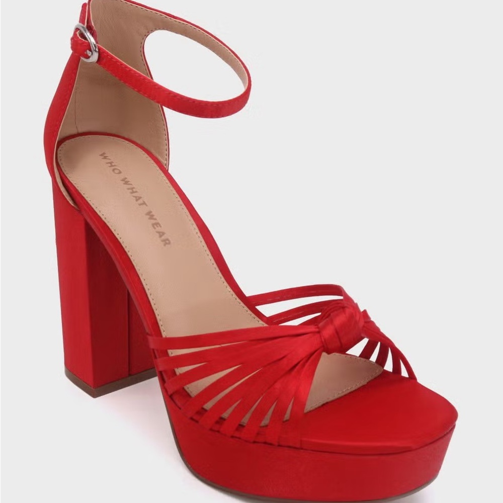 Who What Wear Scarlet Strappy Platform Heels